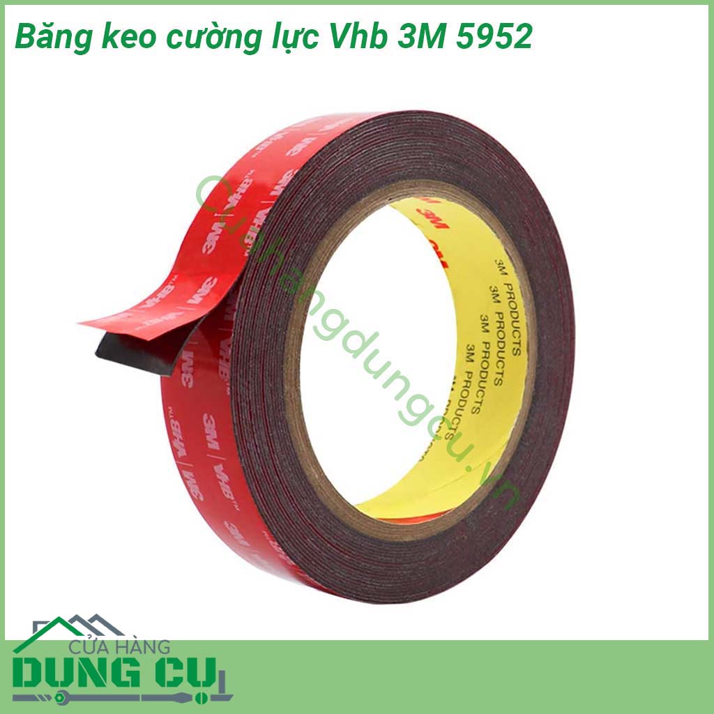 Băng keo cường lực Vhb 3M 5952 là loại băng keo có độ bám dính và đàn hồi rất tốt chịu được rung động khả năng kết dính cao sử dụng trong lắp ráp khung bộ phận nội ngoại thất ô tô bảng hiệu két sắt phù hợp các bề mặt thép không gỉ ABS PVC …