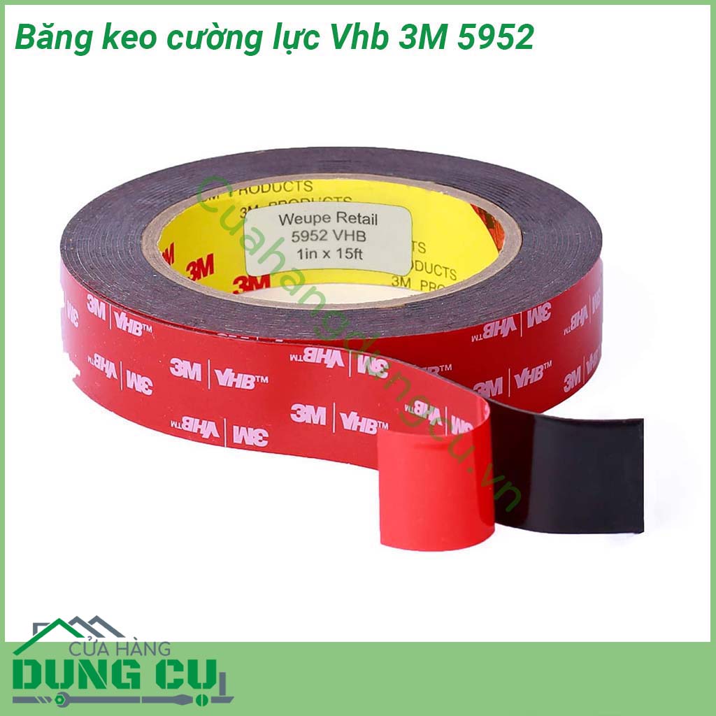 Băng keo cường lực Vhb 3M 5952 là loại băng keo có độ bám dính và đàn hồi rất tốt chịu được rung động khả năng kết dính cao sử dụng trong lắp ráp khung bộ phận nội ngoại thất ô tô bảng hiệu két sắt phù hợp các bề mặt thép không gỉ ABS PVC …