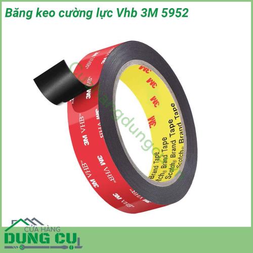 Băng keo cường lực Vhb 3M 5952 là loại băng keo có độ bám dính và đàn hồi rất tốt chịu được rung động khả năng kết dính cao sử dụng trong lắp ráp khung bộ phận nội ngoại thất ô tô bảng hiệu két sắt phù hợp các bề mặt thép không gỉ ABS PVC …