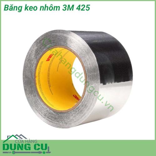 Băng keo nhôm 3M 425 có màu bạc sáng  lớp nhôm mềm độ dày 0 7mm được liên kết chặt với lớp keo acrylic đặc biệt trong suốt phía dưới chắc chắn độ bền lâu dài  Có khả năng chống cháy chịu được nhiệt độ và thời tiết khắc nghiệt chống tia UV