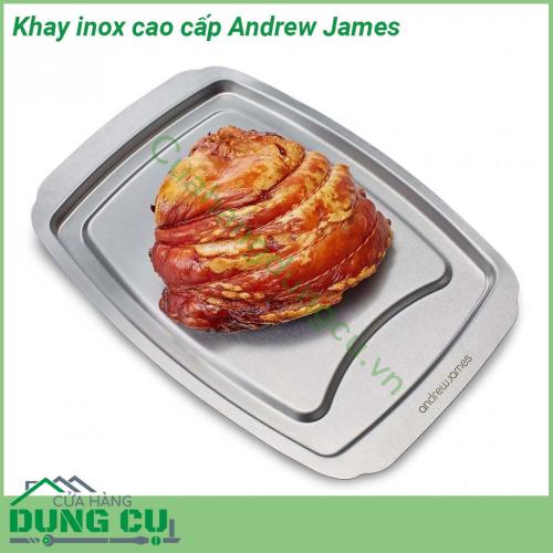Khay inox cao cấp Andrew James với thiết kế đặc biệt kích thước lớn được làm bằng thép không gỉ có gai rất tiện dụng để thái và phục vụ các món thịt và gia cầm