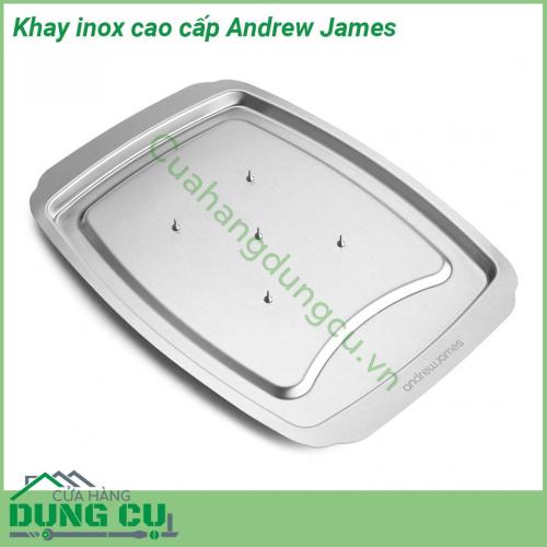 Khay inox cao cấp Andrew James với thiết kế đặc biệt kích thước lớn được làm bằng thép không gỉ có gai rất tiện dụng để thái và phục vụ các món thịt và gia cầm