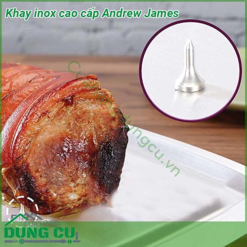 Khay inox cao cấp Andrew James với thiết kế đặc biệt kích thước lớn được làm bằng thép không gỉ có gai rất tiện dụng để thái và phục vụ các món thịt và gia cầm