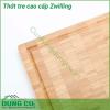 Thớt tre cao cấp Zwilling được làm bằng tre ít thấm nước độ đàn hồi tốt lý tưởng để bảo vệ lưỡi dao khi cắt dưới thớt  Thiết kế sản phẩm có rãnh sâu giúp đảm bảo vệ sinh khi sử dụng