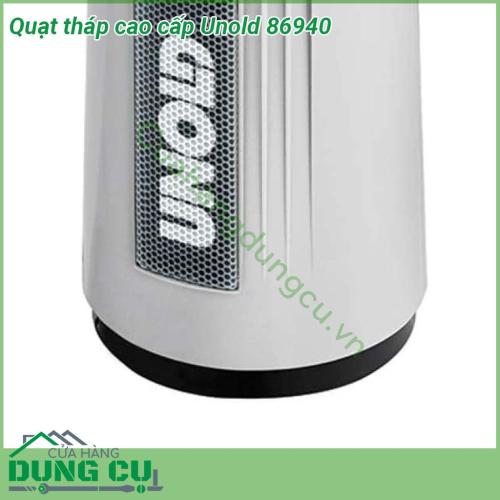 Quạt tháp cao cấp Unold 86940 kiểu dáng hiện đại chắc chắn màu trắng sang trọng dễ sử dụng  Điều khiển từ xa tiện lợi quay góc 70 độ tạo luồng gió mát đi khắp phòng Quạt hoạt động nhẹ nhàng êm ái không phát tiếng ồn khi sử dụng