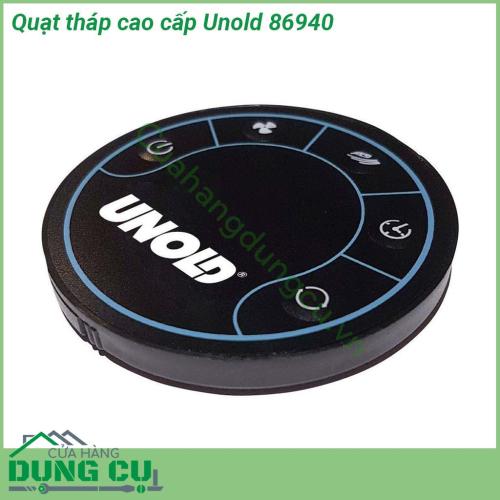 Quạt tháp cao cấp Unold 86940 kiểu dáng hiện đại chắc chắn màu trắng sang trọng dễ sử dụng  Điều khiển từ xa tiện lợi quay góc 70 độ tạo luồng gió mát đi khắp phòng Quạt hoạt động nhẹ nhàng êm ái không phát tiếng ồn khi sử dụng