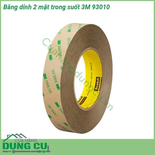 Băng dính 2 mặt trong suốt 3M 93010 được sản xuất từ chất liệu 300LSE là chất liệu cao cấp với nhiều tính năng tuyệt vời  Với đặc tính mỏng nhẹ nhưng dán chắc chịu được thời tiết ngoài trời và tia UV