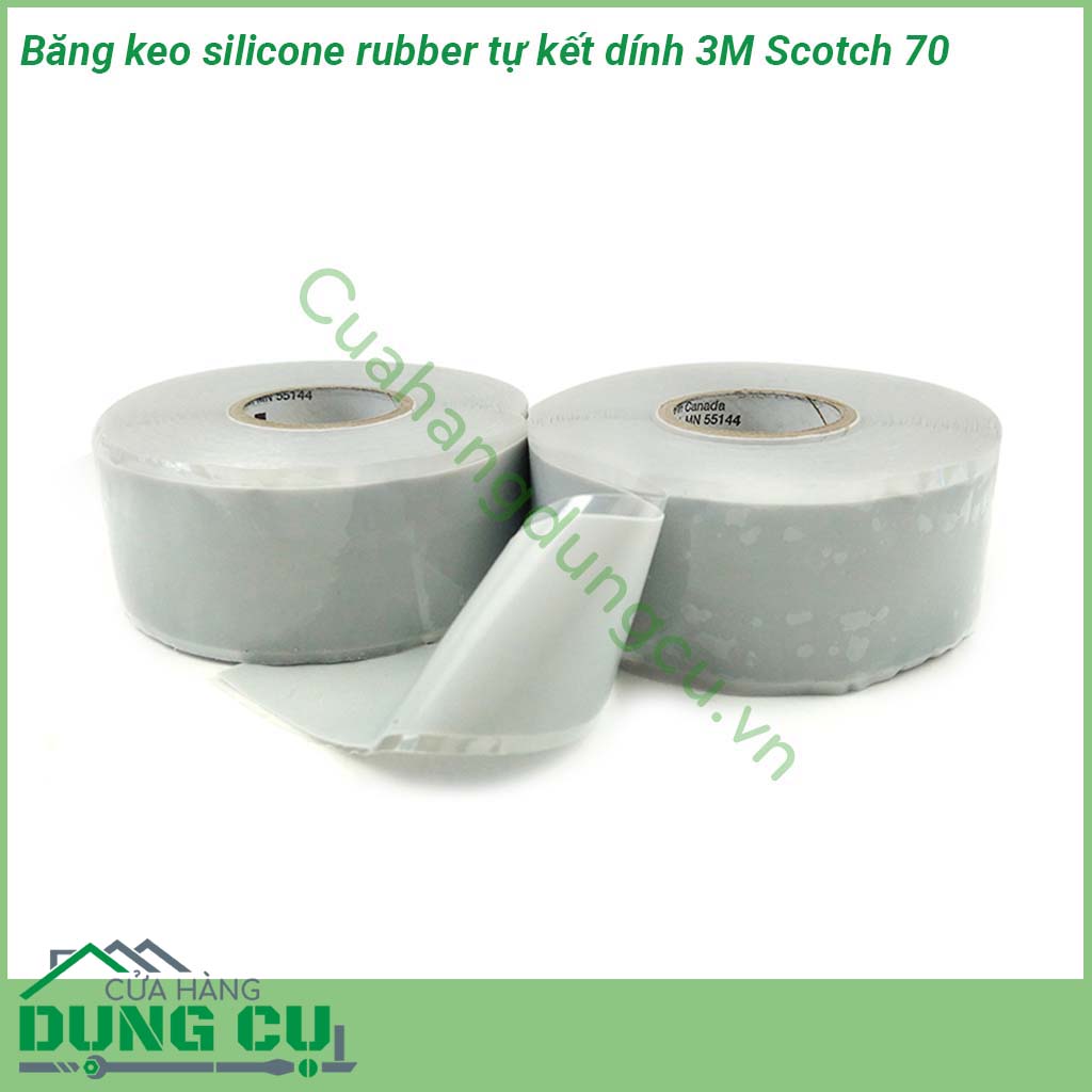 Băng keo silicone rubber tự kết dính 3M Scotch 70 được làm từ cao su silicone vô cơ tự kết dính với lớp lót dễ xé dễ lột đặc tính chịu nhiệt cao chống rò rỉ chống phóng điện cực kỳ tốt