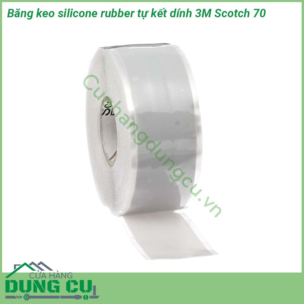 Băng keo silicone rubber tự kết dính 3M Scotch 70 được làm từ cao su silicone vô cơ tự kết dính với lớp lót dễ xé dễ lột đặc tính chịu nhiệt cao chống rò rỉ chống phóng điện cực kỳ tốt