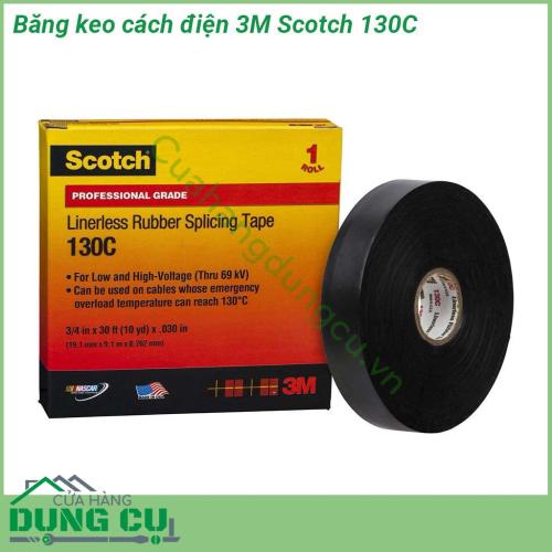 Băng keo cách điện 3M Scotch 130C chịu nhiệt cao chống rò và phóng điện rất tốt Băng được làm từ cao su silicone vô cơ tự kết dính với lớp lót dễ xé dễ lột Băng có thể sử dụng làm lớp nền để sau này có thể gỡ ra dễ dàng mà không để lại keo