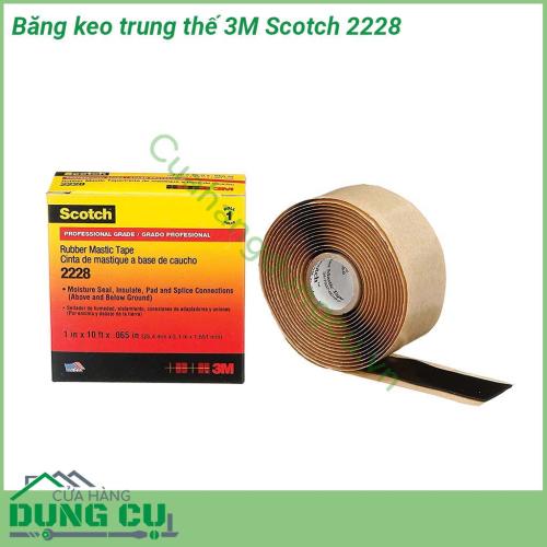 Băng keo trung thế 3M Scotch 2228 là loại băng keo cao su đàn hồi bám theo bề mặt tự kết dính có khả năng cách điện và làm kín chống nước