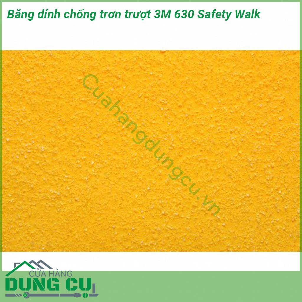 Băng dính chống trơn trượt 3M 630 Safety Walk có lớp vật liệu chống trượt được bao phủ bởi lớp khoáng bề mặt chống trượt có độ bền cao chịu được cơ giới tải trọng của thiết bị vận chuyển