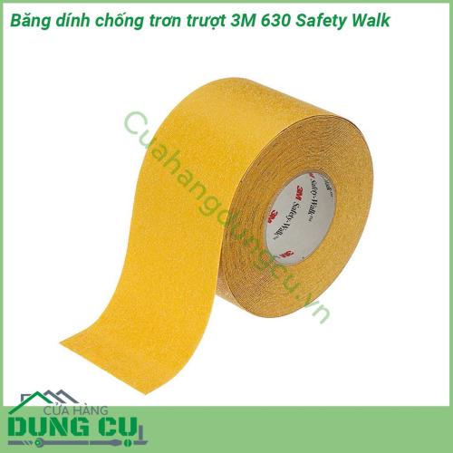 Băng dính chống trơn trượt 3M 630 Safety Walk có lớp vật liệu chống trượt được bao phủ bởi lớp khoáng bề mặt chống trượt có độ bền cao chịu được cơ giới tải trọng của thiết bị vận chuyển