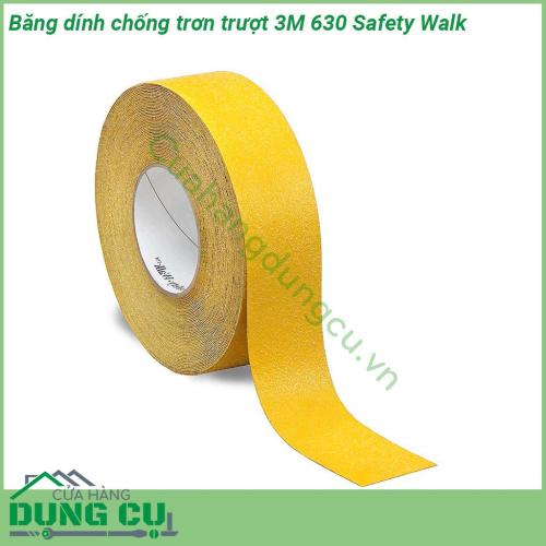 Băng dính chống trơn trượt 3M 630 Safety Walk có lớp vật liệu chống trượt được bao phủ bởi lớp khoáng bề mặt chống trượt có độ bền cao chịu được cơ giới tải trọng của thiết bị vận chuyển