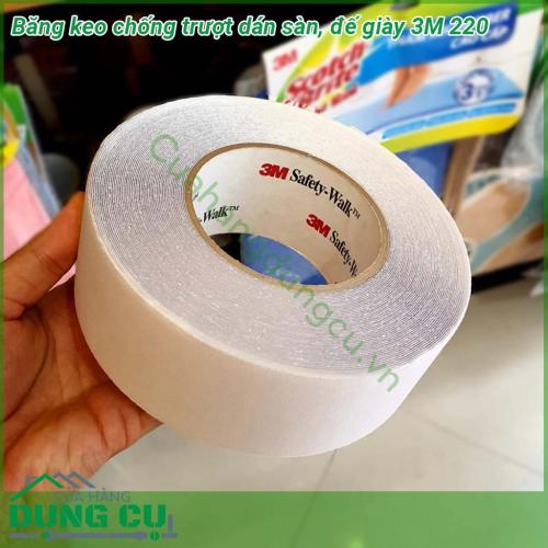 Băng keo chống trượt dán sàn đế giày 3M 220 với kết cấu hạt nhựa Acrylic mang lại an toàn cho người sử dụng dưới điều kiện tiếp xúc chân trần khu vực ẩm ướt  Chống trơn trợt ở các khu vực ẩm ướt như phòng tắm hồ bơi hiệu quả