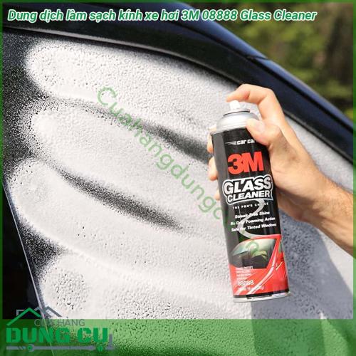 Dung dịch làm sạch kính xe hơi 3M 08888 Glass Cleaner chai xịt dạng bọt nhanh chóng làm sạch các chất bám bẩn bụi đường vệt tay dầu mỡ trên kính xe ô tô Mặt kính chắn gió và cửa sổ xe ô tô được khôi phục lại độ sạch sáng và trong suốt