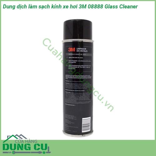Dung dịch làm sạch kính xe hơi 3M 08888 Glass Cleaner chai xịt dạng bọt nhanh chóng làm sạch các chất bám bẩn bụi đường vệt tay dầu mỡ trên kính xe ô tô Mặt kính chắn gió và cửa sổ xe ô tô được khôi phục lại độ sạch sáng và trong suốt