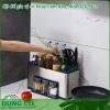 Kệ để gia vị có khay cắm dao đũa GEV-H02 chế tạo bằng inox 304 có độ chắc khỏe cao bên ngoài được sơn phủ lớp sơn tĩnh điện đen giúp chống thấm nước chống oxi hóa gia tăng độ bền cho kệ tránh khỏi bị han rỉ cũng như tăng thêm tính thẩm mỹ cho sản phẩm