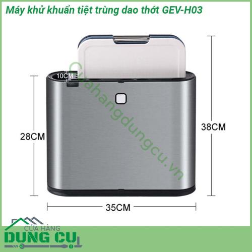 Máy khử khuẩn tiệt trùng dao thớt GEV-H03 thiết kế sang trọng tinh tế với gam màu xám tăng thêm vẻ đẹp cho phòng bếp của bạn  Ngoài để sấy tiệt trùng thì các chị còn có thể tận dụng làm chỗ để luôn dao thớt thìa dĩa