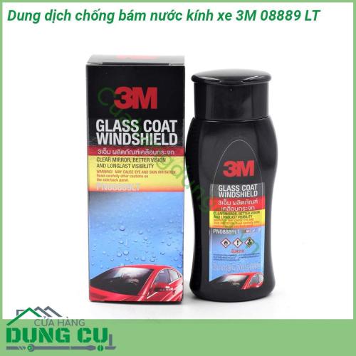 Dung dịch chống bám nước kính xe 3M 08889 LT dung dịch đậm đặc Dung tích 200ml Bảo vệ kính luôn trong suốt cải thiện tầm nhìn chống bán nước đem lại cảm giác dễ chịu khi lái xe trong mưa đường dài