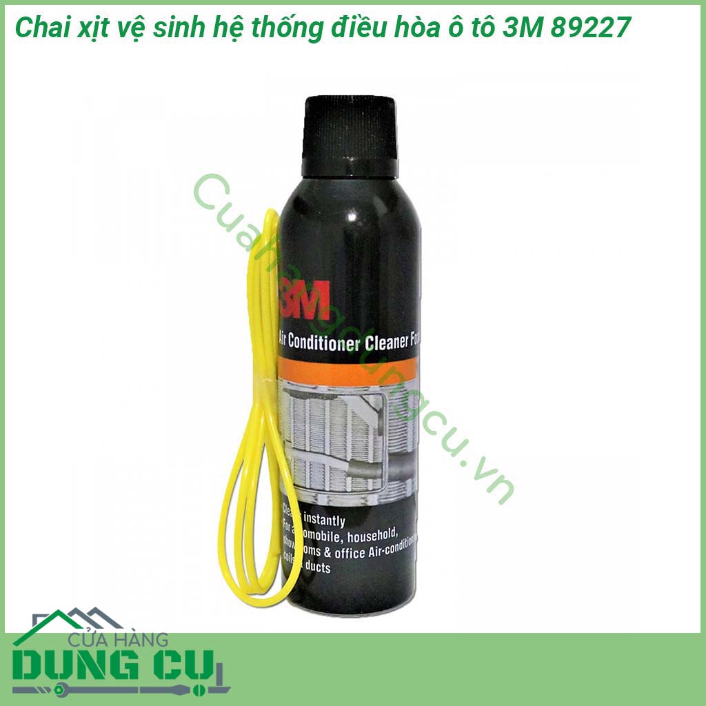 Chai xịt vệ sinh hệ thống điều hòa ô tô 3M 89227 dung tích 250ml làm sạch và khử mùi hệ thống điều hòa không khí trên xe ô tô Với công thức tạo bọt dễ dàng bao trùm làm tan và cuốn trôi bụi bẩn Tăng lưu thông gió qua khe dàn lạnh với mùi hương dễ chụi