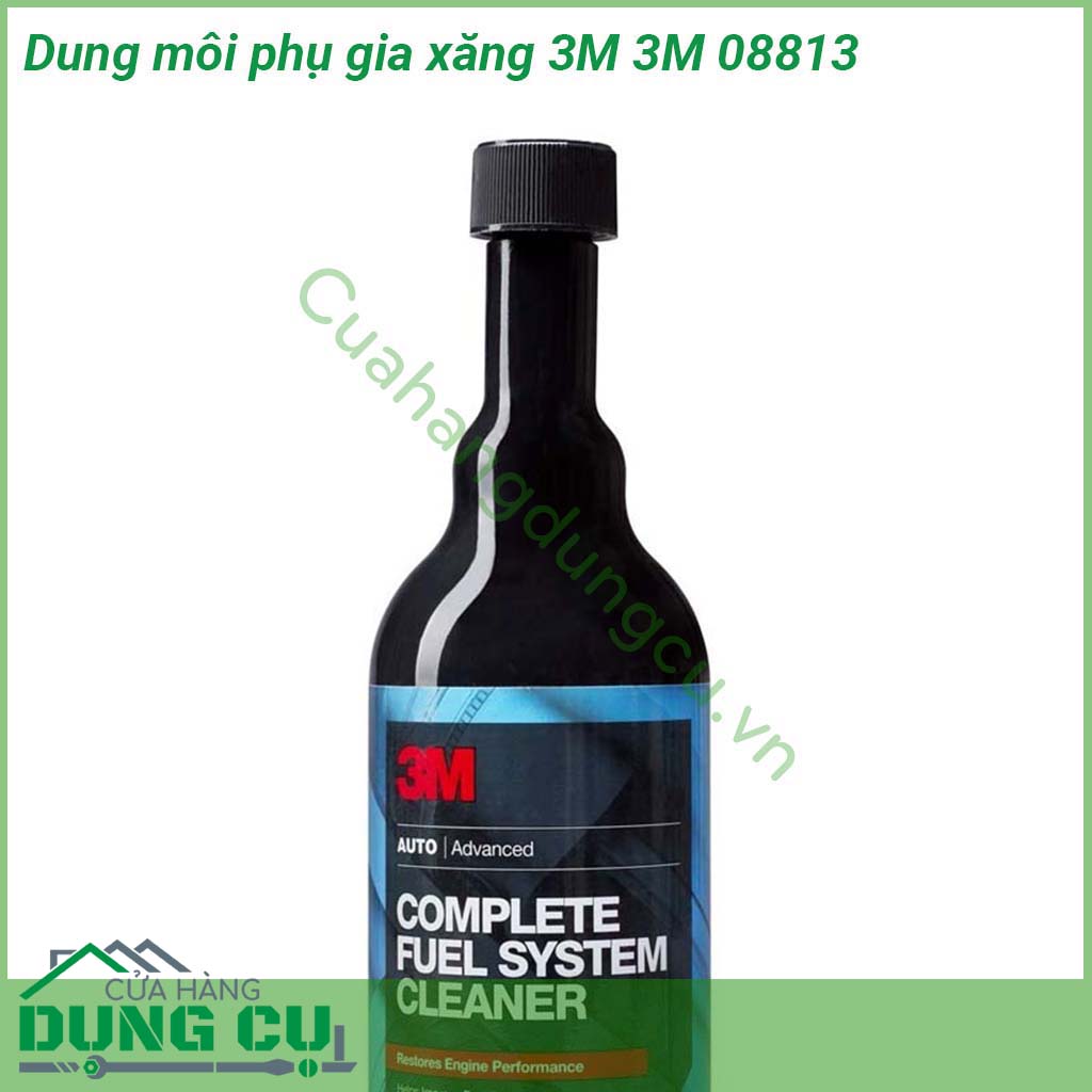 Dung môi phụ gia xăng 3M Complete Fuel System Cleaner 08813 được thiết kế để làm sạch vạn nạp và buồng đốt của xe Loại bỏ các đóng cặn tích tụ trên kim phun nhiên liệu Bảo vệ động cơ chông lại sự tích tụ của các lắng cặn Carbon