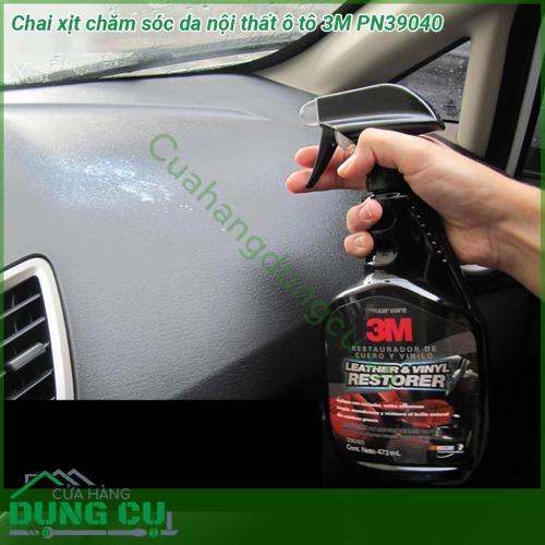 Chai xịt chăm sóc da nội thất ô tô 3M PN39040 Quy cách 473ml  tẩy sạch chất bẩn tái tạo lại độ sáng bóng tự nhiên ban đầu và bảo vệ cho bề mặt nhựa da cao su chỉ một bước dễ dàng  