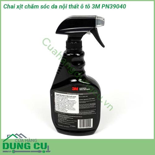 Chai xịt chăm sóc da nội thất ô tô 3M PN39040 Quy cách 473ml  tẩy sạch chất bẩn tái tạo lại độ sáng bóng tự nhiên ban đầu và bảo vệ cho bề mặt nhựa da cao su chỉ một bước dễ dàng  