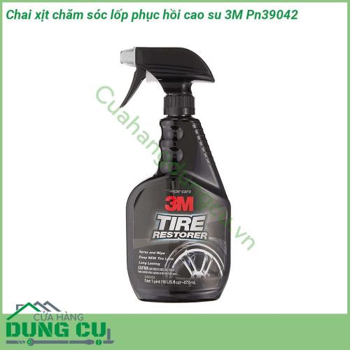 Chai xịt chăm sóc lốp phục hồi cao su 3M Pn39042 Quy cách 473ml  tẩy sạch và tái tạo lại độ bóng tự nhiên ban đầu cho bề mặt cao su của lốp xe ôtô một cách nhanh chóng