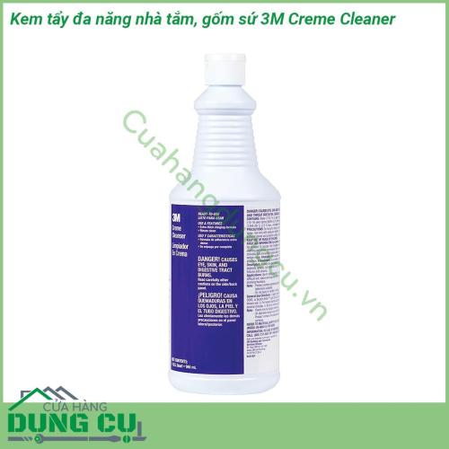 Kem tẩy đa năng nhà tắm gốm sứ 3M Creme Cleaner với công thức dạng gel chứa các hạt mài mòn rất mịn tạo sức mạnh tẩy rửa vượt trội giúp bạn làm sạch vết bẩn cứng đầu rỉ sét khỏi bề mặt thép không rỉ phòng tắm và gốm