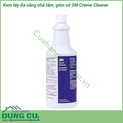 Kem tẩy đa năng nhà tắm gốm sứ 3M Creme Cleaner với công thức dạng gel chứa các hạt mài mòn rất mịn tạo sức mạnh tẩy rửa vượt trội giúp bạn làm sạch vết bẩn cứng đầu rỉ sét khỏi bề mặt thép không rỉ phòng tắm và gốm