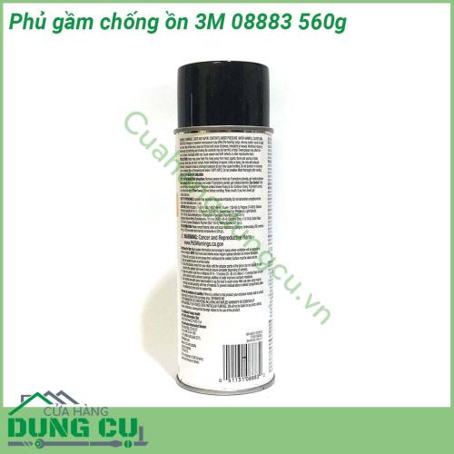Phủ gầm chống ồn 3M 08883 560g thiết kế dạng chai xịt tiện lợi dễ dàng thao tác Thành phần gốc cao su tổng hợp cho hiệu quả che phủ bảo vệ tối ưu chống ồn chống rỉ sét và chống mọt gầm xe
