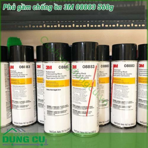 Phủ gầm chống ồn 3M 08883 560g thiết kế dạng chai xịt tiện lợi dễ dàng thao tác Thành phần gốc cao su tổng hợp cho hiệu quả che phủ bảo vệ tối ưu chống ồn chống rỉ sét và chống mọt gầm xe