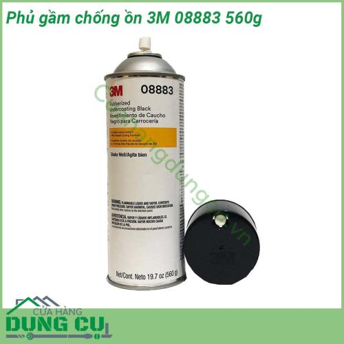 Phủ gầm chống ồn 3M 08883 560g thiết kế dạng chai xịt tiện lợi dễ dàng thao tác Thành phần gốc cao su tổng hợp cho hiệu quả che phủ bảo vệ tối ưu chống ồn chống rỉ sét và chống mọt gầm xe
