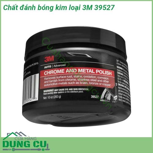 Chất đánh bóng kim loại 3M 39527 với công thức pha chế đặc biệt giúp phục hồi lại vẻ sáng bóng  Tẩy rỉ sét chống ăn mòn oxy hóa vết mờ hiệu quả  Trọng lượng hộp nhỏ gọn tiện lợi