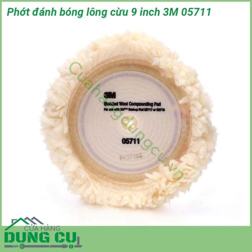 Phớt đánh bóng lông cừu 1 mặt 9 inch 3M 05711 cấu trúc sợi len không xoắn giúp cải thiện khả năng xử lý trên các bề mặt lớn Loại bỏ vết xước do giấy nhám và các lỗi khác trên bề mặt sơn