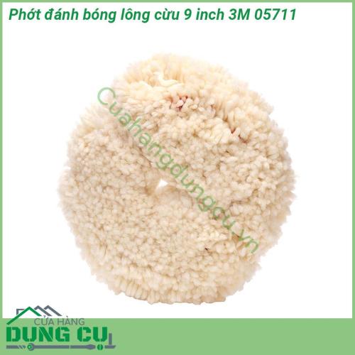 Phớt đánh bóng lông cừu 1 mặt 9 inch 3M 05711 cấu trúc sợi len không xoắn giúp cải thiện khả năng xử lý trên các bề mặt lớn Loại bỏ vết xước do giấy nhám và các lỗi khác trên bề mặt sơn