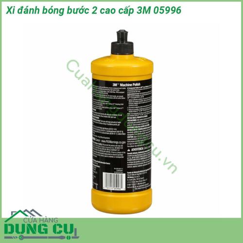 Xi đánh bóng bước 2 cao cấp 3M 05996 là loại xi dùng để đánh bóng Bước 2 trong quy trình đánh bóng 3 Bước của 3M tạo độ bóng sáng sâu và tẩy các vết xước nhỏ trên bề mặt sơn xe