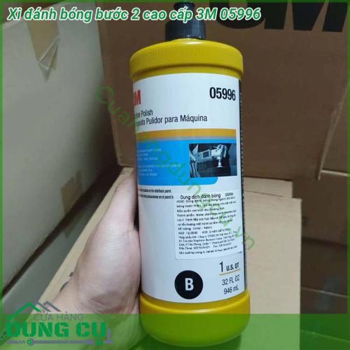 Xi đánh bóng bước 2 cao cấp 3M 05996 là loại xi dùng để đánh bóng Bước 2 trong quy trình đánh bóng 3 Bước của 3M tạo độ bóng sáng sâu và tẩy các vết xước nhỏ trên bề mặt sơn xe