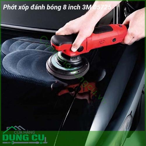 Phớt xốp đánh bóng 8 inch 3M 05725 cấu tạo xốp gai giúp lướt dễ dàng trên bề mặt sơn kết hợp với xi đánh bóng để xóa vết xước vết xoáy tạo độ bóng sơn xe