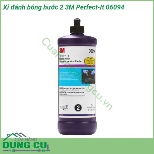 Xi đánh bóng bước 2 3M Perfect-It 06094 là chất tạo bóng không có silicon An toàn cho bề mặt sơn bóng Có khả năng phá được các vết xước nhỏ một cách hoàn hảo tạo được độ bóng sáng và sâu thích hợp với tất cả các màu sơn