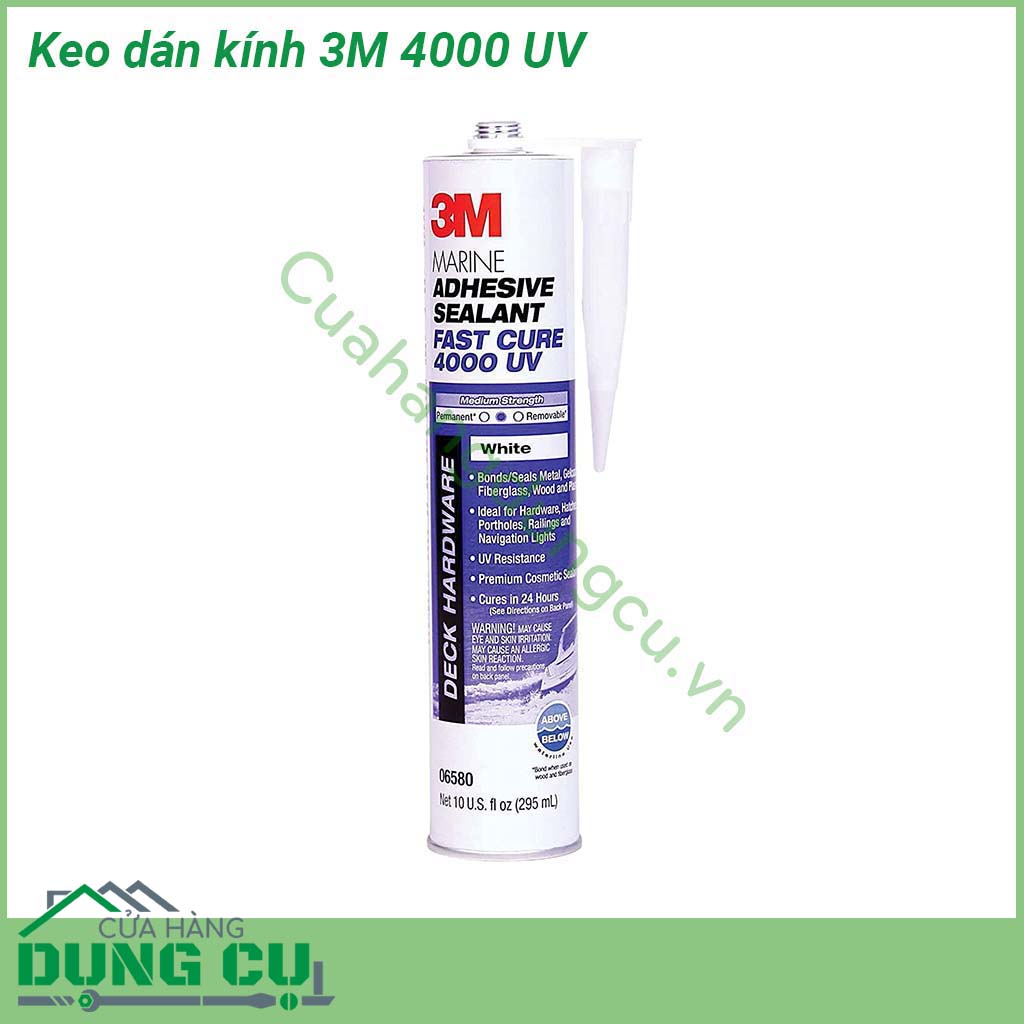 Keo dán kính 3M Marine Adhesive Sealant Fast Cure 4000 UV màu trắng dùng trám trét kính gỗ kim loại Chịu được nhệt độ và độ ẩm cao có độ kết dính cao hiệu quả mà không cần pha trộn