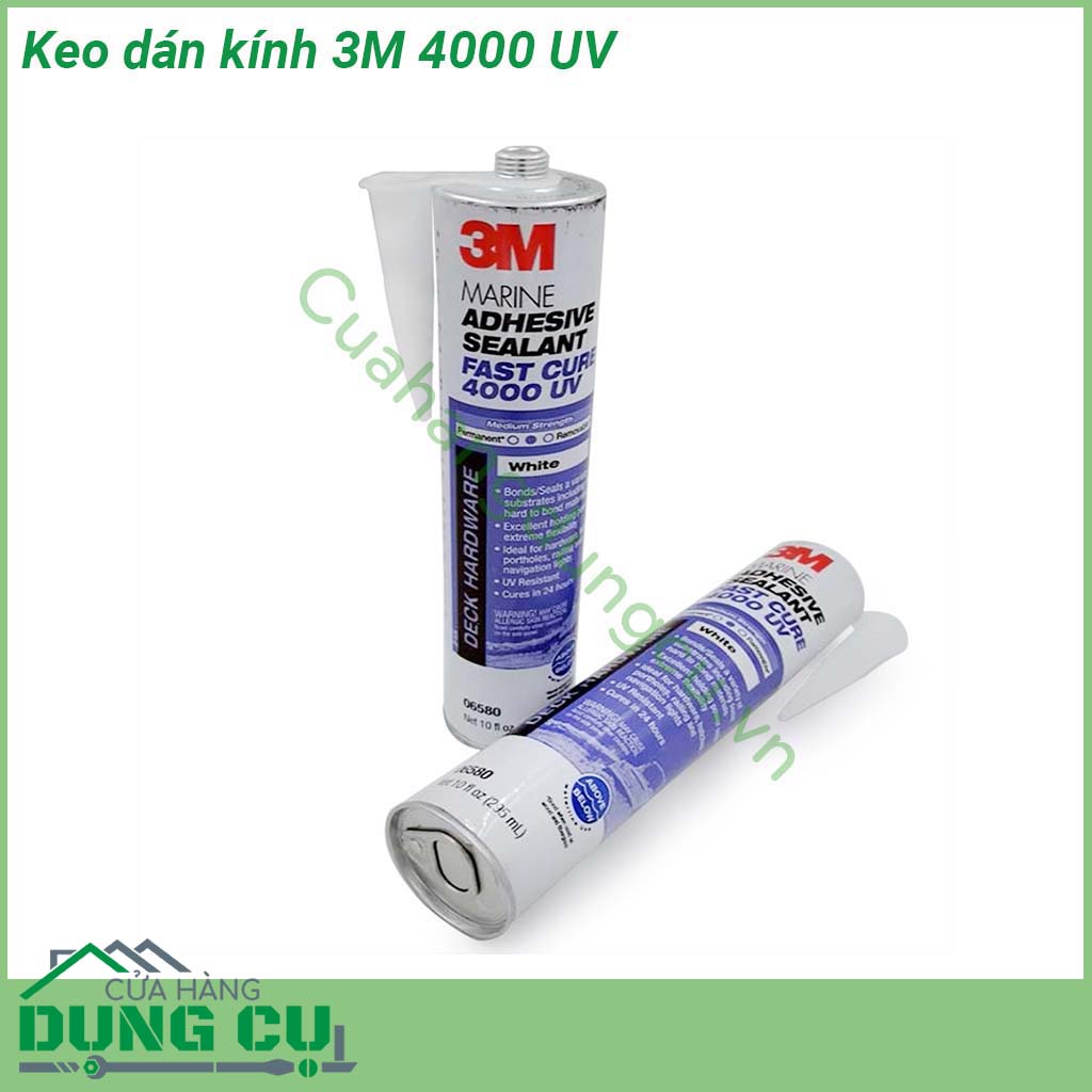 Keo dán kính 3M Marine Adhesive Sealant Fast Cure 4000 UV màu trắng dùng trám trét kính gỗ kim loại Chịu được nhệt độ và độ ẩm cao có độ kết dính cao hiệu quả mà không cần pha trộn