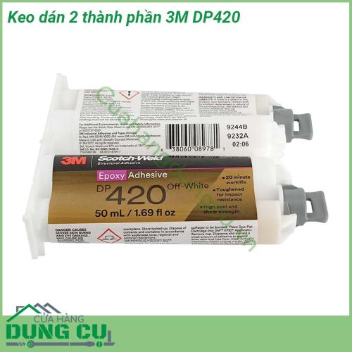 Keo dán 2 thành phần 3M DP420 là chất kết dính epoxy hai thành phần với độ kết dính cao độ bền tốt cùng với khả năng chịu va đập và độ uốn cao đáp ưng liên kết khắt khe chuyên sử dụng trong các ứng dụng nối ghép cần cường lực tốt chịu va đập cao