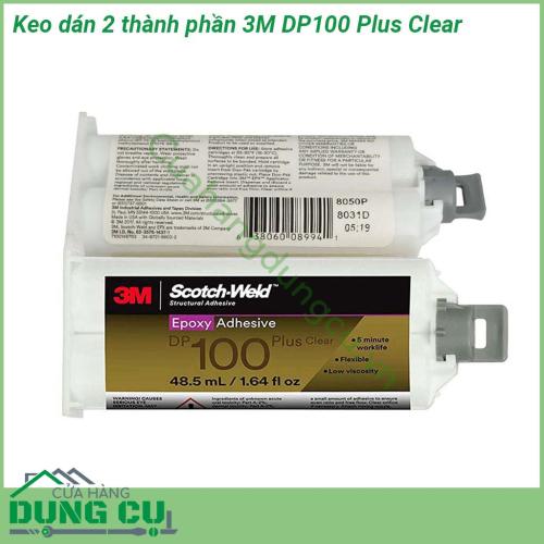 Keo dán 2 thành phần 3M Epoxy Adhesive DP100 Plus Clear trong suốt với lực dính cao Thời gian khô nhanh  Dán được các vật liệu khác nhau với nhau  Mối dán có tính thẩm mỹ cao