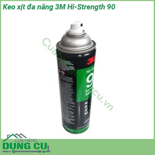 Keo xịt đa năng 3M Hi-Strength 90 được thiết kế dạng đầu xịt nên khi bạn ấn nút lượng keo sẽ phun đều trên toàn bề mặt vật cần dán Keo rất dễ sử dụng nhanh khô độ dính cao chịu nhiệt tốt giúp mối hàn bền vững dưới tác động của môi trường