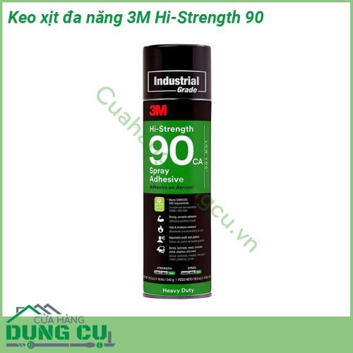 Keo xịt đa năng 3M Hi-Strength 90 được thiết kế dạng đầu xịt nên khi bạn ấn nút lượng keo sẽ phun đều trên toàn bề mặt vật cần dán Keo rất dễ sử dụng nhanh khô độ dính cao chịu nhiệt tốt giúp mối hàn bền vững dưới tác động của môi trường