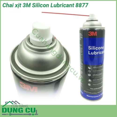 Chai xịt 3M Silicon Lubricant 8877 sử dụng để bôi trơn một loạt các máy móc và các bộ phận chuyển động Nó cũng giúp loại bỏ tiếng kêu do ma sát bảo vệ chống gỉ và ngăn ngừa dính và đóng băng trong số các ứng dụng khác