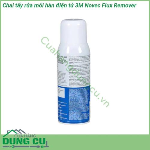 Chai tẩy rửa mối hàn điện tử 3M Novec Flux Remover là một chất tẩy rửa mạnh mẽ không cháy lý tưởng để loại bỏ một loạt các chất hàn được sử dụng trong sản xuất và sửa chữa điện tử