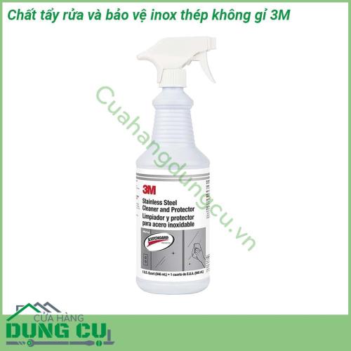 Chất tẩy rửa và bảo vệ inox thép không gỉ 3M dạng nước loãng chất lỏng không màu được chế tạo đặc biệt cho inox và một số các bề mặt kim loại khác An toàn để sử dụng trên các bề mặt không tiếp xúc với thực phẩm